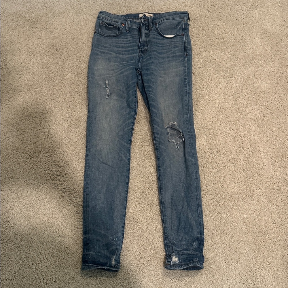 Madewell 9” High Rise Skinny Distressed Jeans